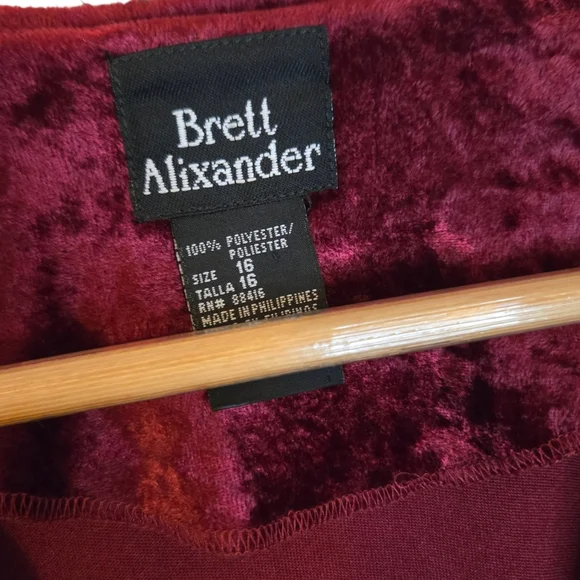 Brett Alixander Burgundy Velvet Dress Size 16 - Picture 3 of 4
